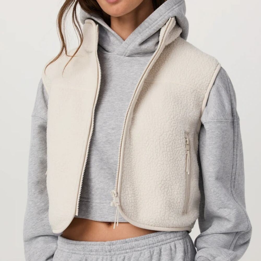 VUORI Alpine Bone Ivory Sherpa Fleece Zippered Vest Size S
